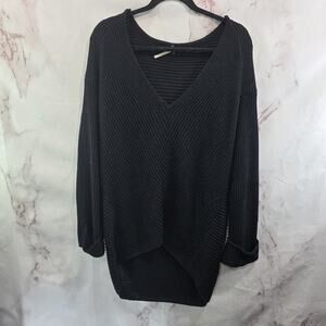 Poof Sweater Womens Medium Black V Neck Shouchy Knit Tunic 222576 Dolman